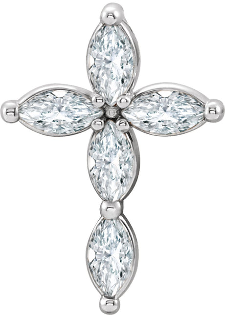 14K White Gold 1/3 CTW Natural Diamond Cross Pendant