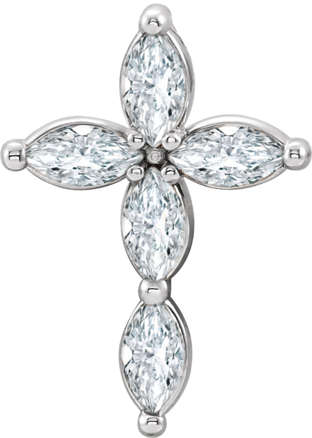 14K White Gold 1/3 CTW Natural Diamond Cross Pendant