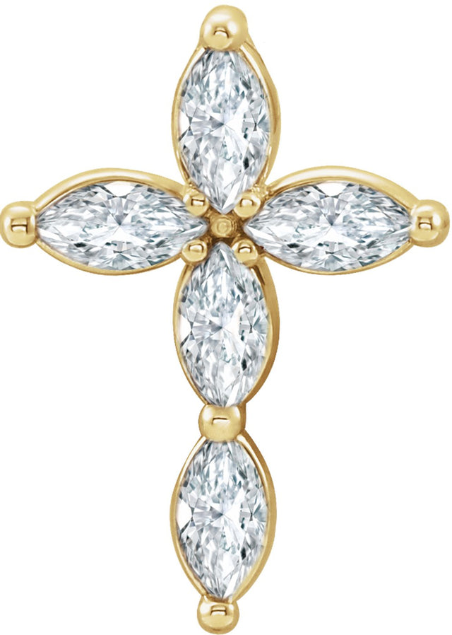 14K Yellow 1/3 CTW Natural Diamond Cross Pendant
