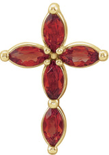 14K Yellow Natural Mozambique Garnet Cross Pendant