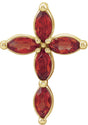 14K Yellow Natural Mozambique Garnet Cross Pendant