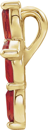 14K Yellow Natural Mozambique Garnet Cross Pendant