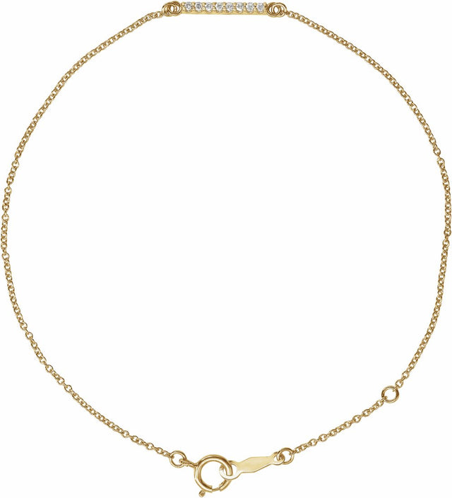 14K Yellow Gold .07 CTW Natural Diamond Bar 6 1/2-71/2" Bracelet