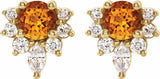 14K Yellow Gold Natural Citrine & 1/6 CTW Natural Diamond Earrings