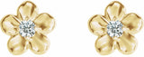 14K Yellow Imitation Diamond April Birthstone Flower Earrings