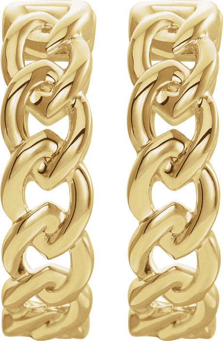 14K Yellow Chain Link Hinged 19.6 mm Hoop Earrings