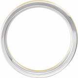 10K White/Yellow/White 4 mm Grooved Comfort-Fit Half Round Band Size 7