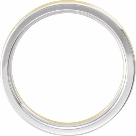 10K White/Yellow/White 4 mm Grooved Comfort-Fit Half Round Band Size 7