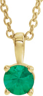 14K Yellow 6 mm Natural Emerald 16-18" Necklace