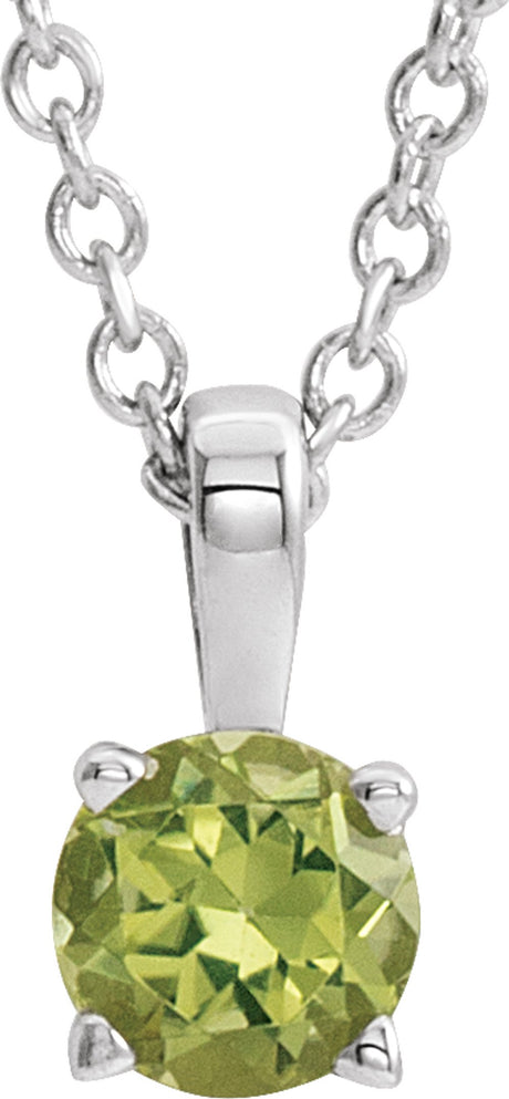 Sterling Silver 5 mm Imitation Peridot 16-18" Necklace