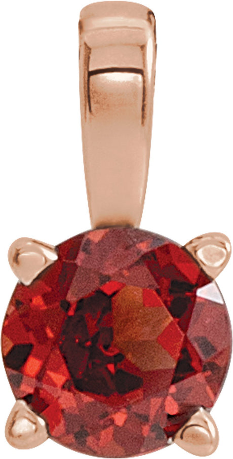 14K Rose 4 mm Natural Mozambique Garnet Pendant