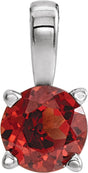 14K White 6 mm Natural Mozambique Garnet Pendant