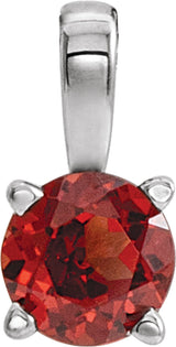Sterling Silver 6 mm Imitation Garnet Pendant