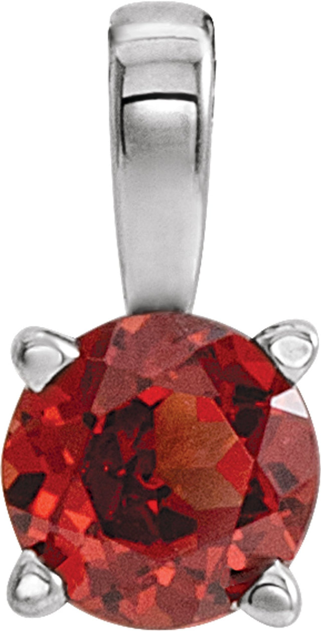 Sterling Silver 6 mm Imitation Garnet Pendant