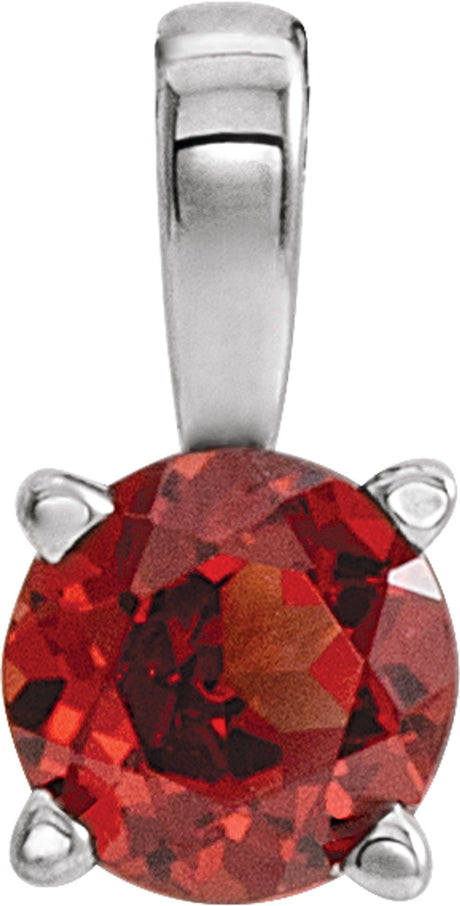 14K White 6 mm Natural Mozambique Garnet Pendant