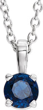 Sterling Silver 6 mm Imitation Blue Sapphire Pendant