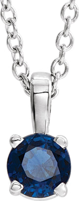 Sterling Silver 6 mm Imitation Blue Sapphire Pendant