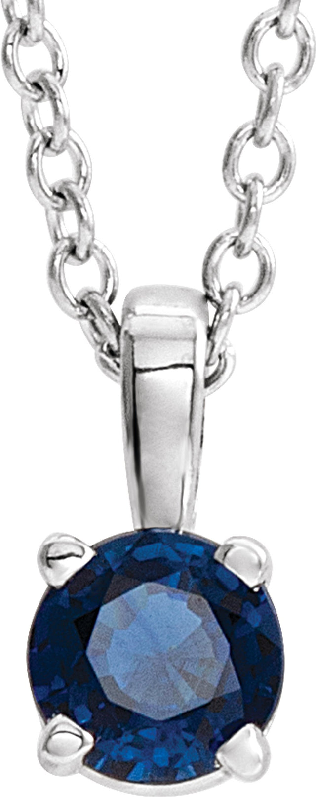 Sterling Silver 6 mm Imitation Blue Sapphire Pendant