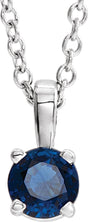 Sterling Silver 6 mm Imitation Blue Sapphire Pendant