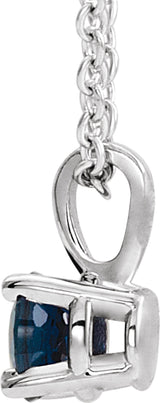 Sterling Silver 6 mm Imitation Blue Sapphire Pendant