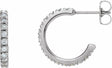 14K White Gold 1/2 CTW Natural Diamond French-Set 15 mm Huggie Hoop Earrings