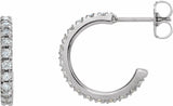14K White Gold 1/2 CTW Natural Diamond French-Set 15 mm Huggie Hoop Earrings