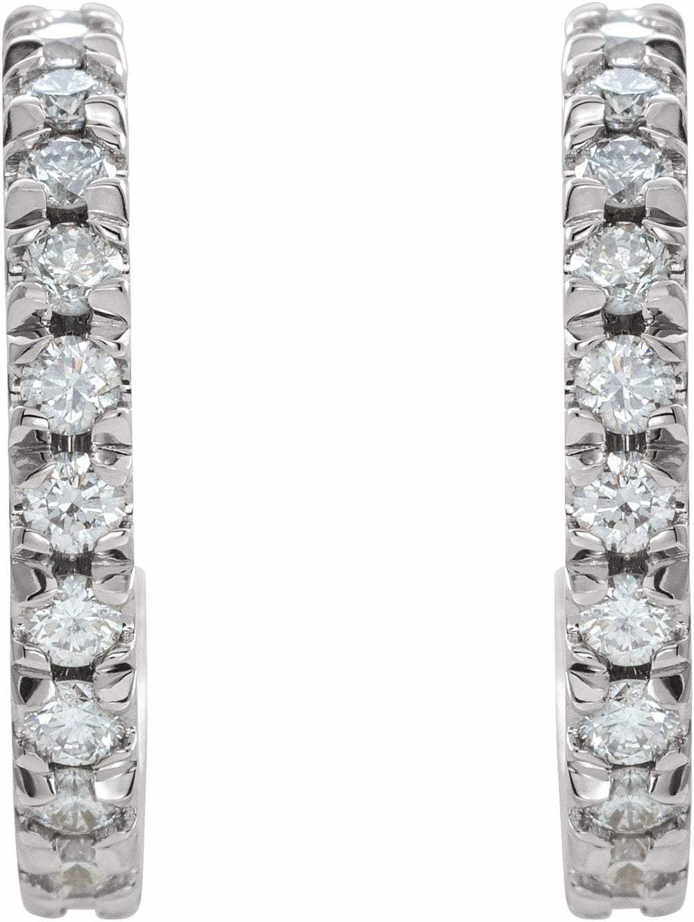 14K White 5/8 CTW Lab-Grown Diamond French-Set 15 mm Huggie Hoop Earrings