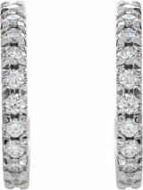 14K White 5/8 CTW Lab-Grown Diamond French-Set 15 mm Huggie Hoop Earrings