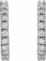 14K White Gold 1/2 CTW Natural Diamond French-Set 15 mm Huggie Hoop Earrings
