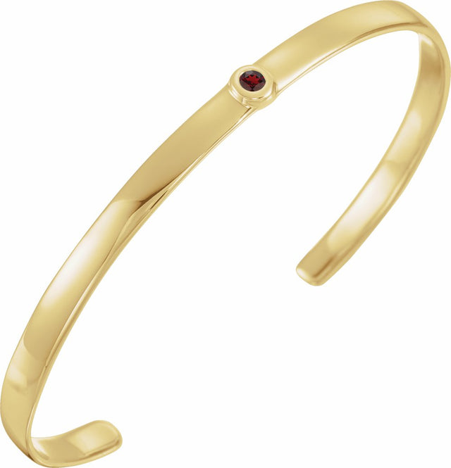 14K Yellow Natural Mozambique Garnet Cuff 6" Bracelet