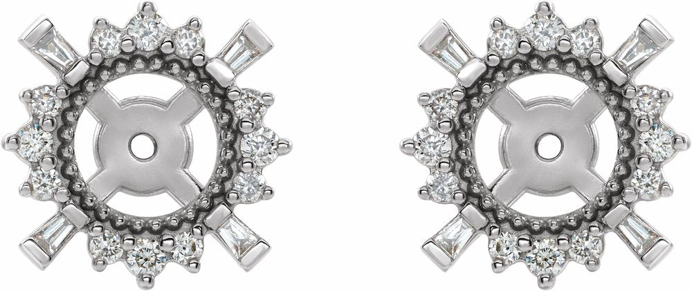 14K White 1/6 CTW Natural Diamond Halo-Style Earring Jackets with 4.9 mm ID