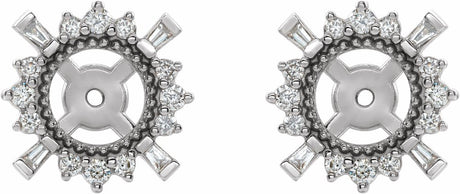 14K White 1/6 CTW Natural Diamond Halo-Style Earring Jackets with 4.9 mm ID