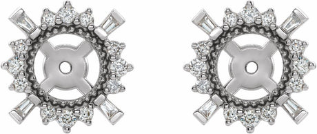 14K White 1/6 CTW Natural Diamond Halo-Style Earring Jackets with 4.9 mm ID
