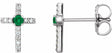 14K White Lab-Grown Emerald & .05 CTW Natural Diamond Cross Earrings