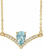 14K Yellow Gold Natural Aquamarine & .06 CTW Natural Diamond 18" Necklace