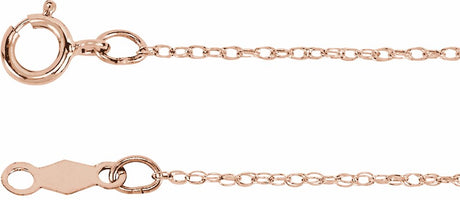 14K Rose .75 mm Rope 16" Chain 