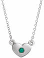 14K White Natural Emerald Heart 16" Necklace