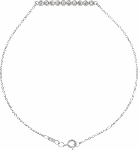 14K White Gold 1/8 CTW Natural Diamond Bar 6 1/2-7 1/2" Bracelet