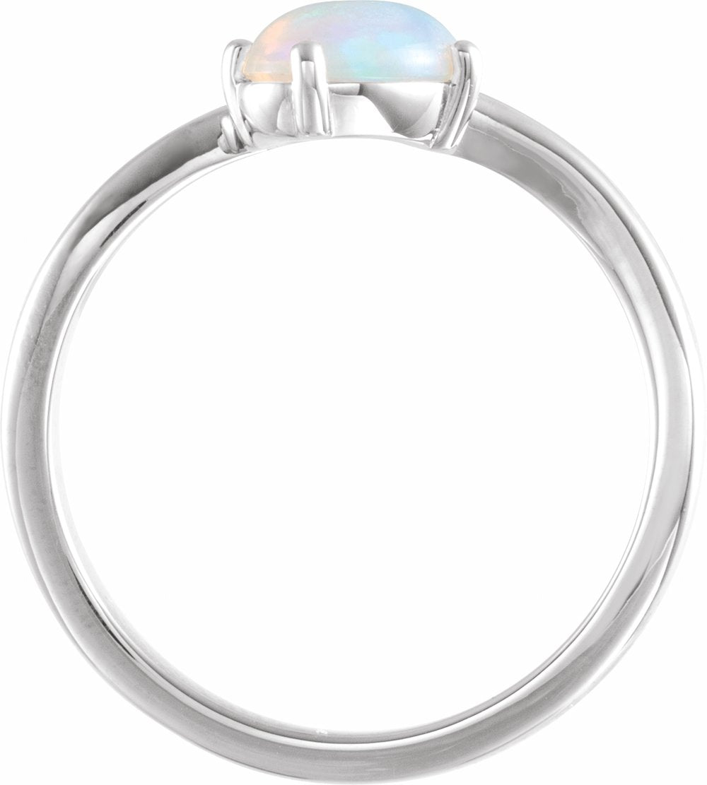 Sterling Silver Natural Ethiopian Opal & .01 CT Natural Diamond Bypass Ring