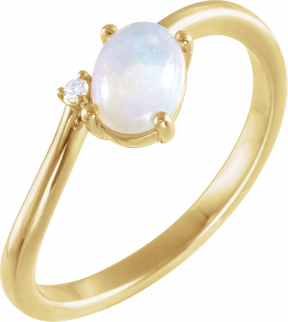 14K Yellow Natural Ethiopian Opal & .015 CT Natural Diamond Bypass Ring