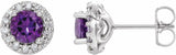 14K White Gold 5 mm Natural Amethyst & 1/4 CTW Natural Diamond Earrings
