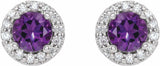 14K White Gold 5 mm Natural Amethyst & 1/4 CTW Natural Diamond Earrings