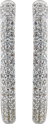 18K White 1 CTW Natural Diamond Inside-Outside Hinged 24 mm Hoop Earrings