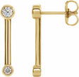14K Yellow Gold 1/5 CTW Natural Diamond Bezel-Set Bar Earrings