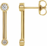 14K Yellow Gold 1/5 CTW Natural Diamond Bezel-Set Bar Earrings