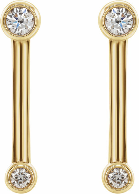 14K Yellow 1/5 CTW Natural Diamond Bezel-Set Bar Earrings