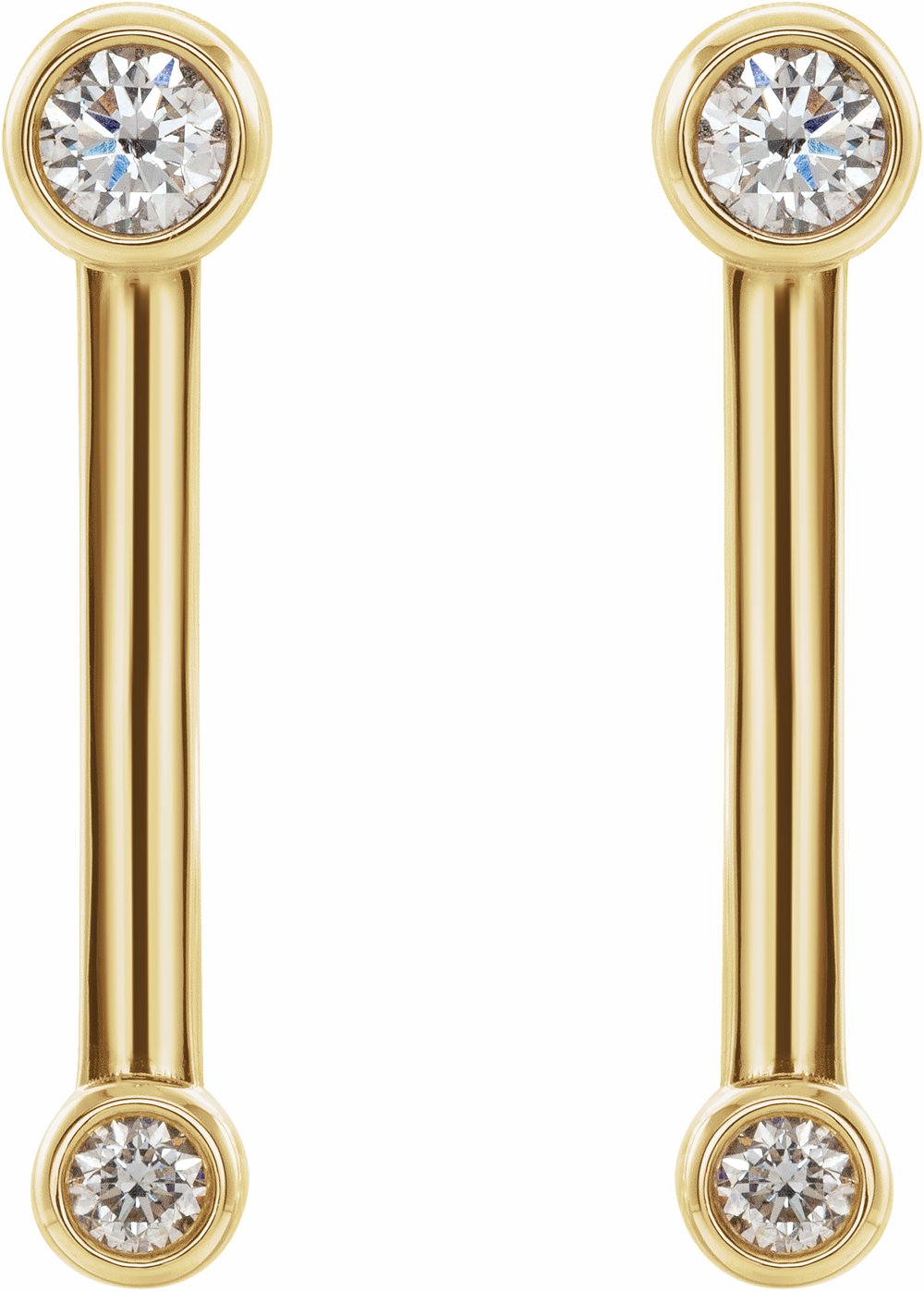 14K Yellow 1/5 CTW Natural Diamond Bezel-Set Bar Earrings