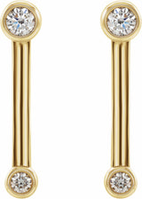 14K Yellow 1/5 CTW Natural Diamond Bezel-Set Bar Earrings