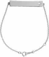 Sterling Silver Engravable Pierced Cross Bar 6 1/2-7 1/2" Bracelet