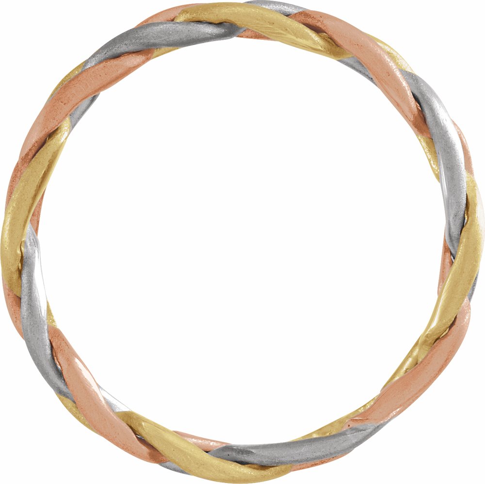 14K White/Yellow/Rose 3.5 mm Hand-Woven Band Size 5